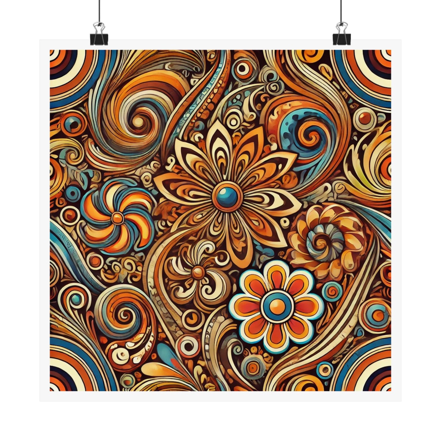 Ornate Abstract Floral Paisley Pattern Poster