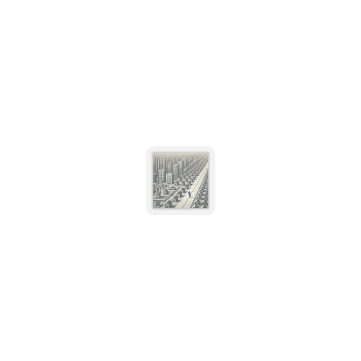 Monochrome Urban Factory Cityscape Sticker for Laptop Gear Gift