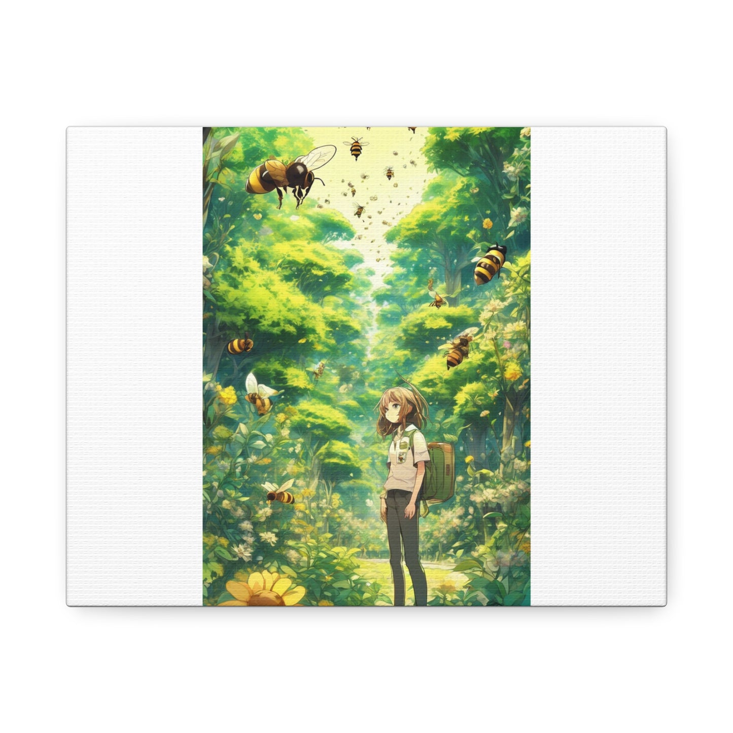 Bee Garden Explorer Anime Nature Art Canvas