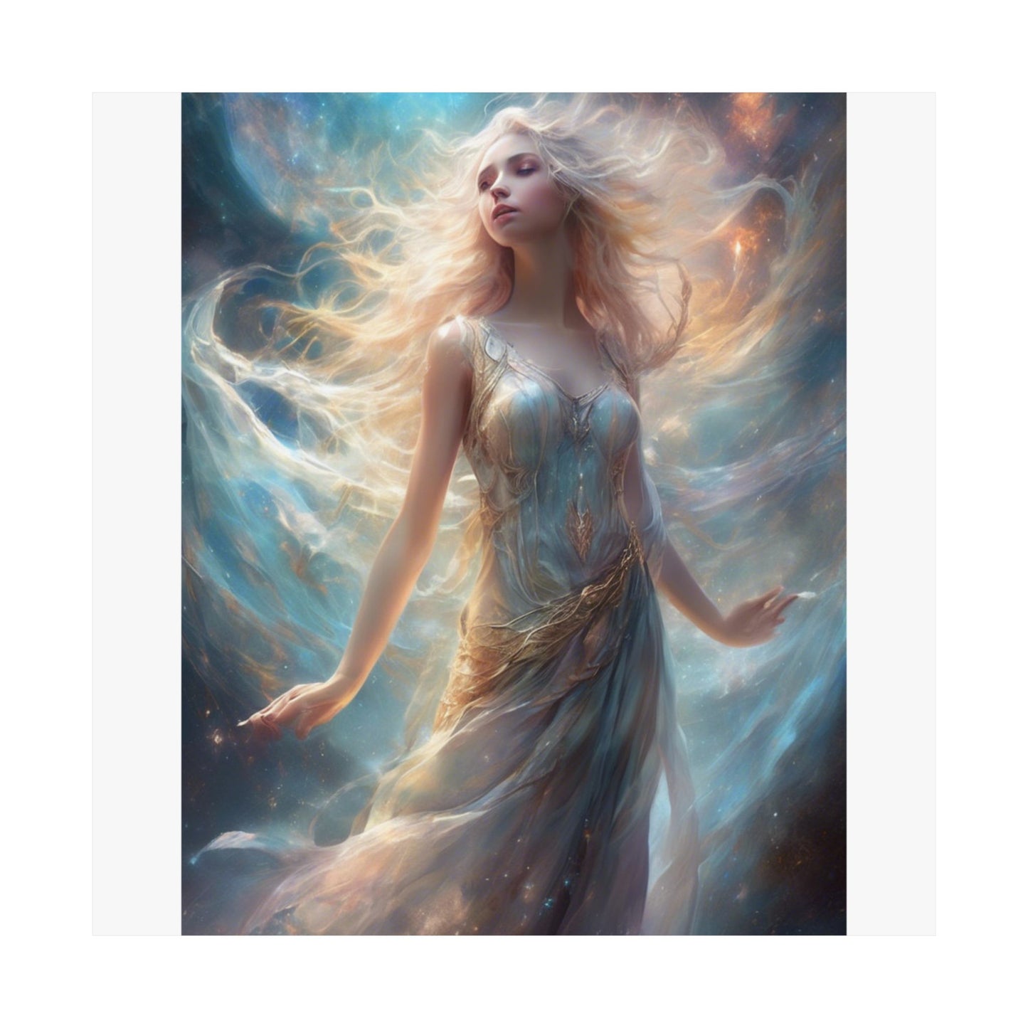 Moonlit Celestial Maiden Fantasy Portrait Poster