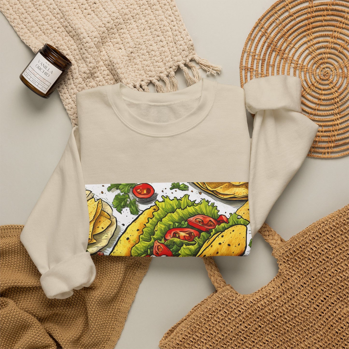 Bold Taco Illustration Foodie Gift Art Sweatshirt