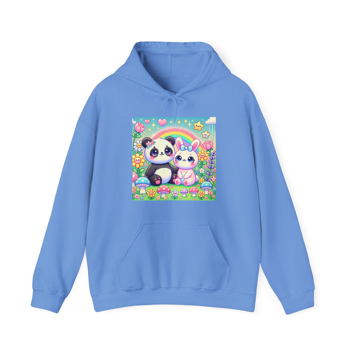 Pastel Panda and Bunny Rainbow Garden Hoodie