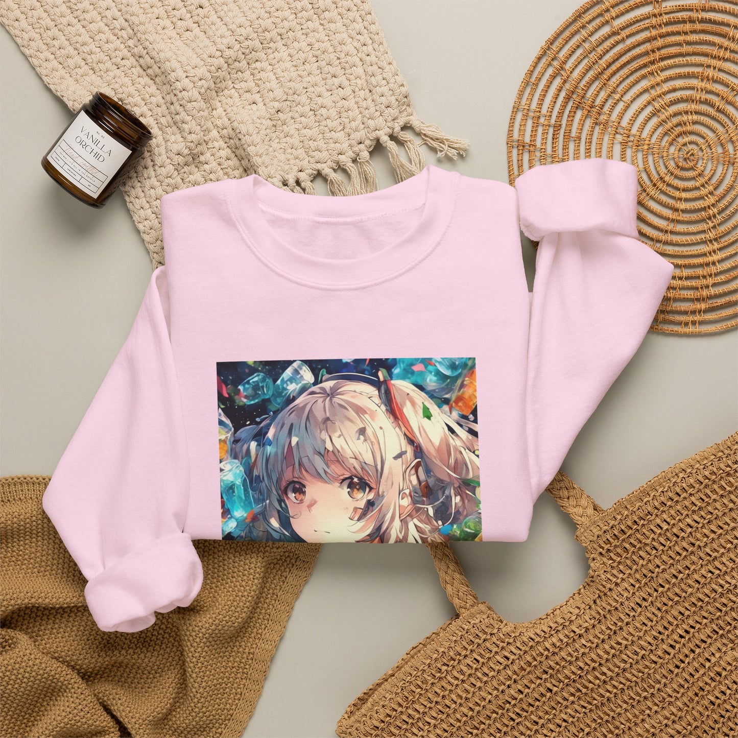 Crystal Bottle Anime Portrait Cozy Art Sweatshirt