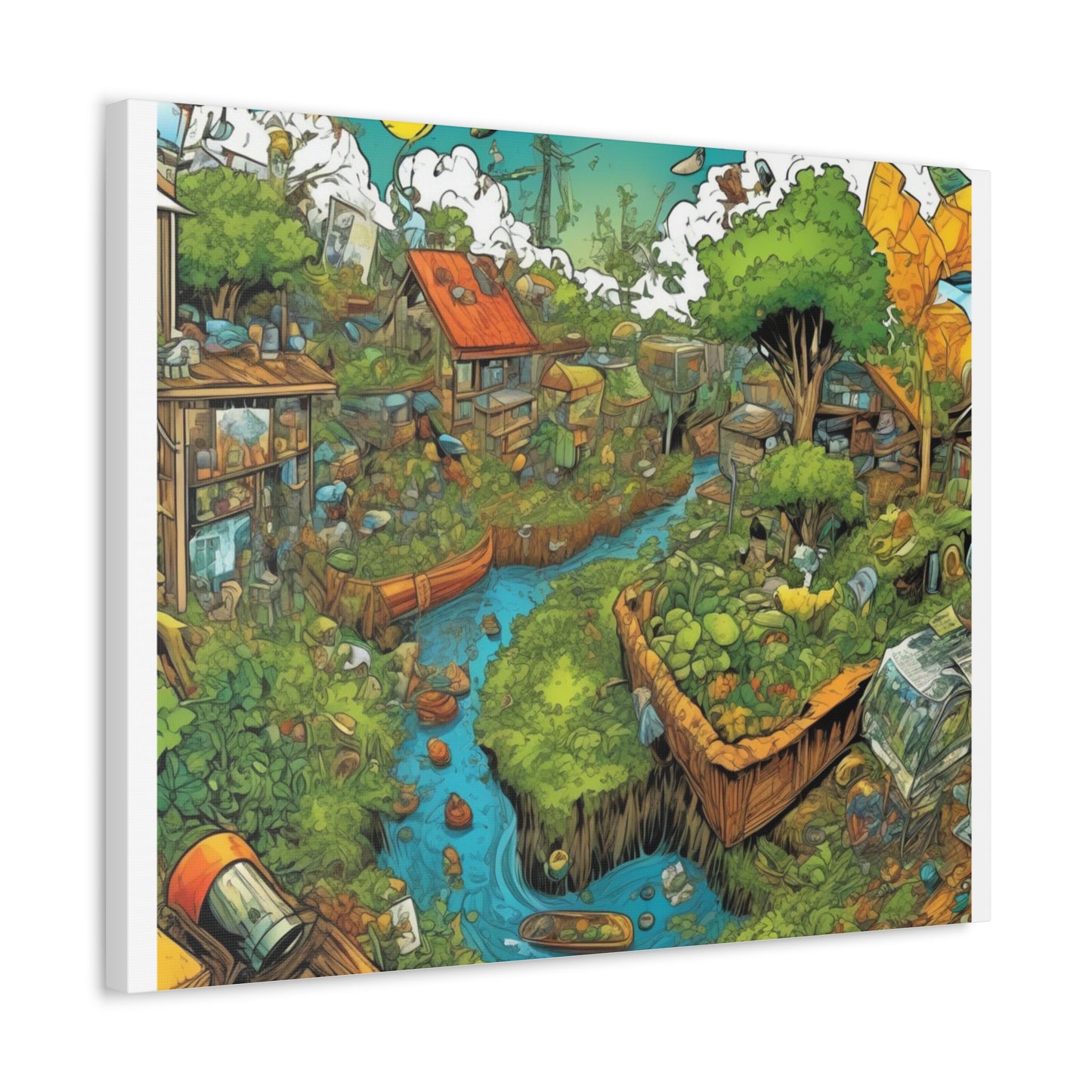 Whimsical Garden Stream Nature Gift Art Canvas