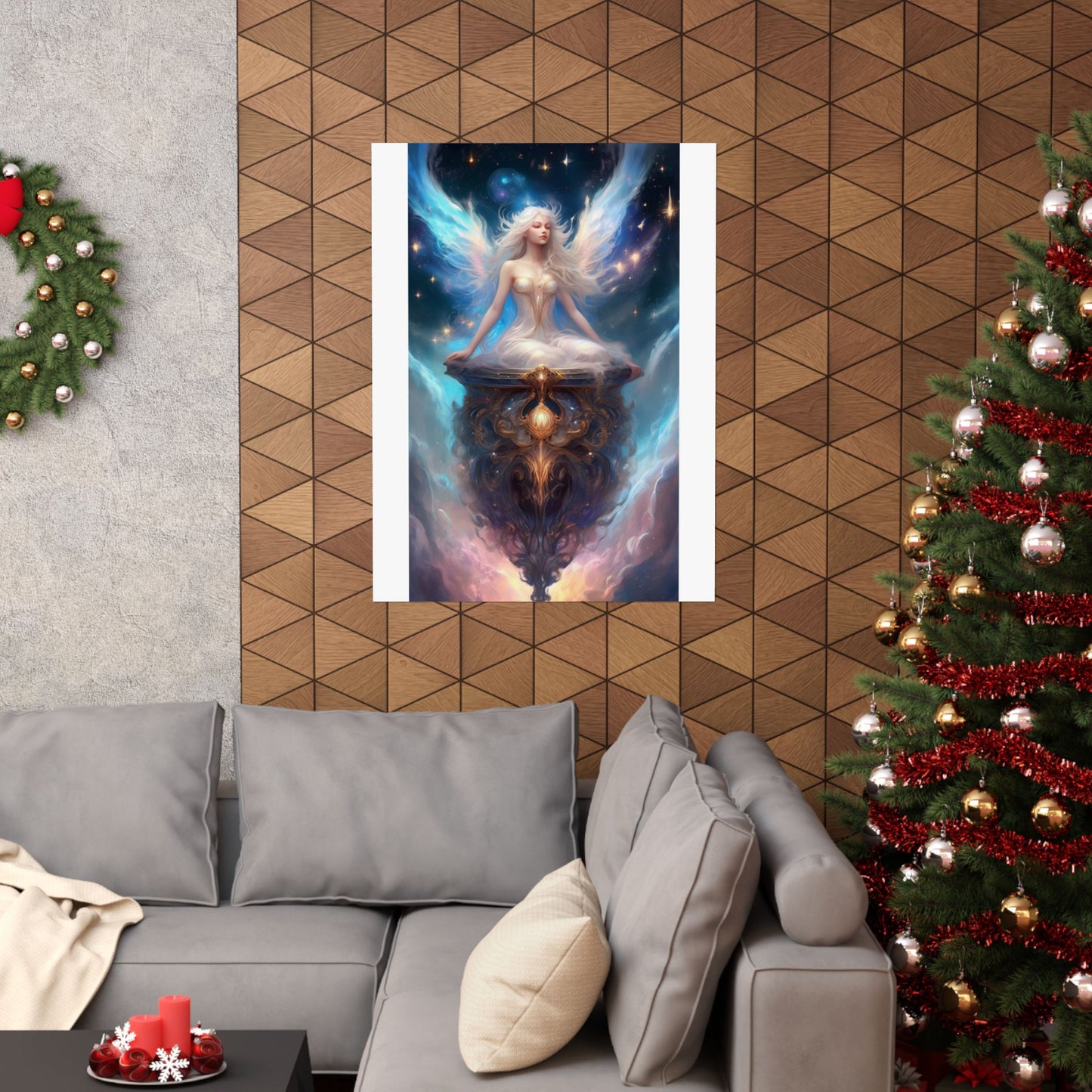 Celestial Winged Meditation Fantasy Portrait Poster