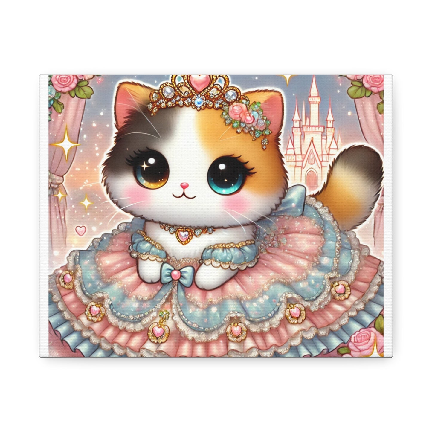 Pastel Princess Calico Cat Fantasy Canvas Wall Art