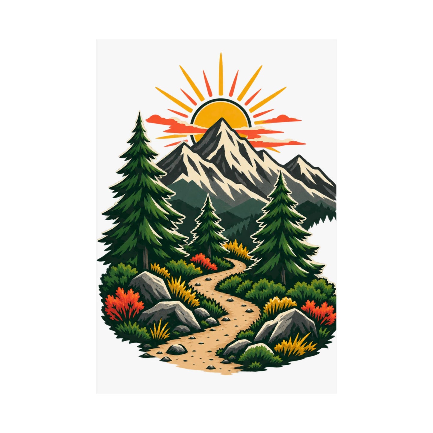 Sunrise Mountain Trail Outdoor Adventure Poster