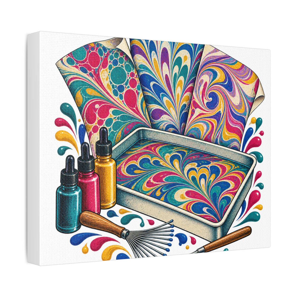 Colorful Paper Marbling Workshop Canvas