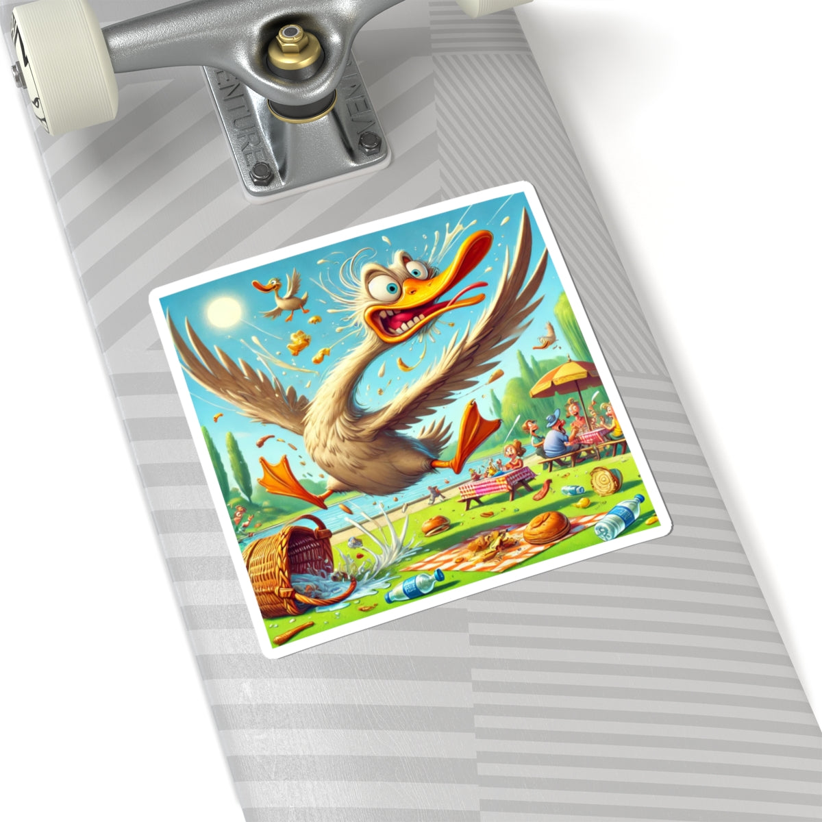 Chaotic Picnic Duck Funny Summer Adventure Sticker