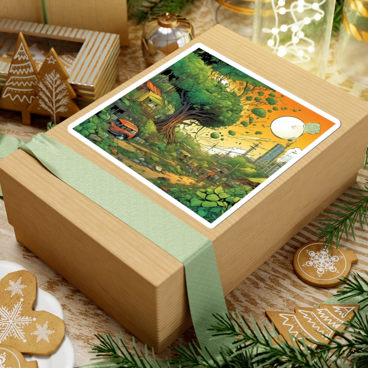 Cottage Road Landscape Nature Gift Art Sticker