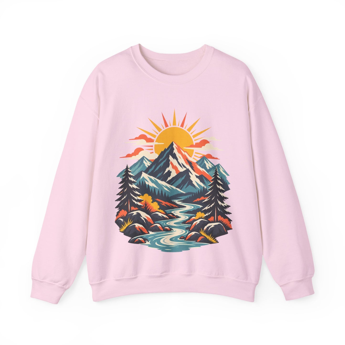 Alpine Sunrise River Mountain Adventure Sweatshirt