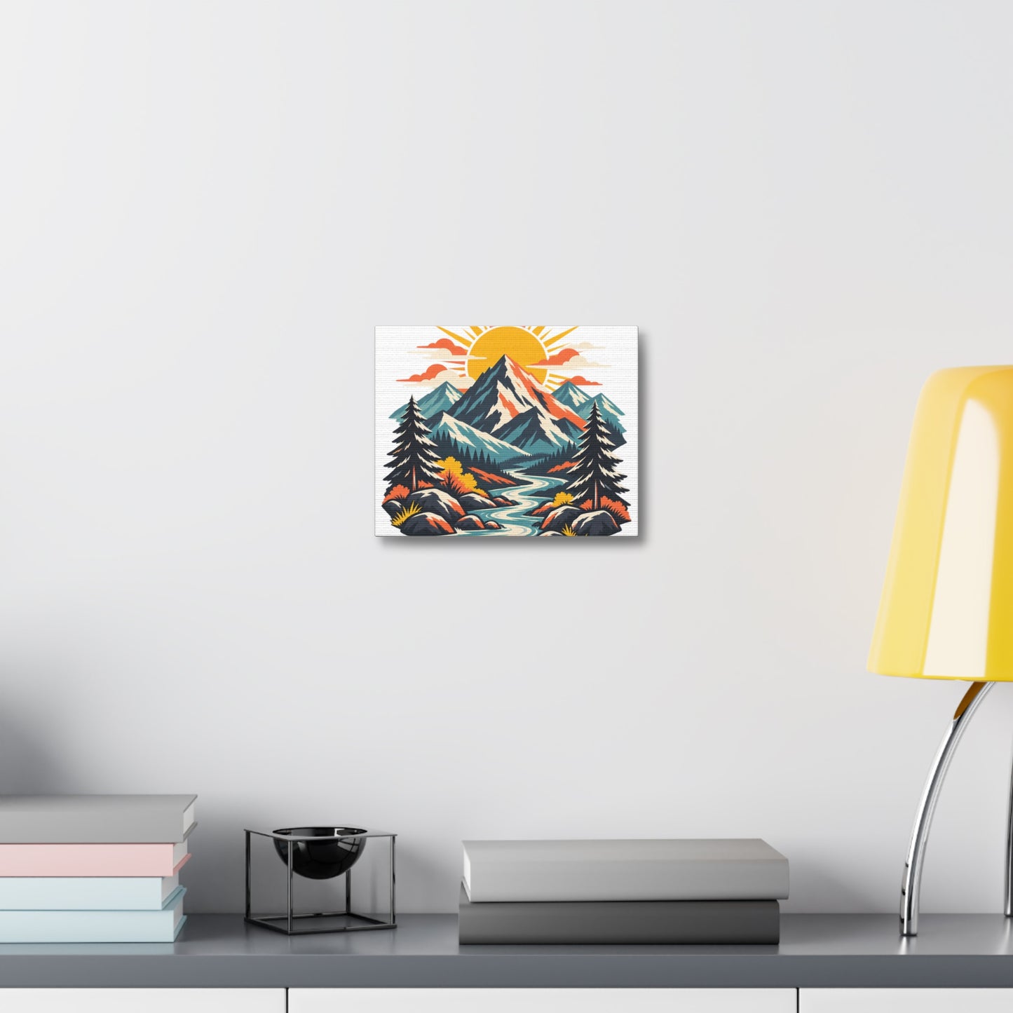 Alpine Sunrise River Mountain Adventure Canvas Wall Art