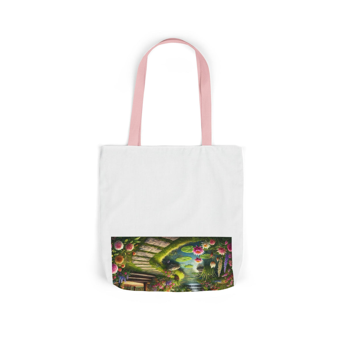 Sunlit Rose Gazebo Cottage Garden Canvas Tote Bag