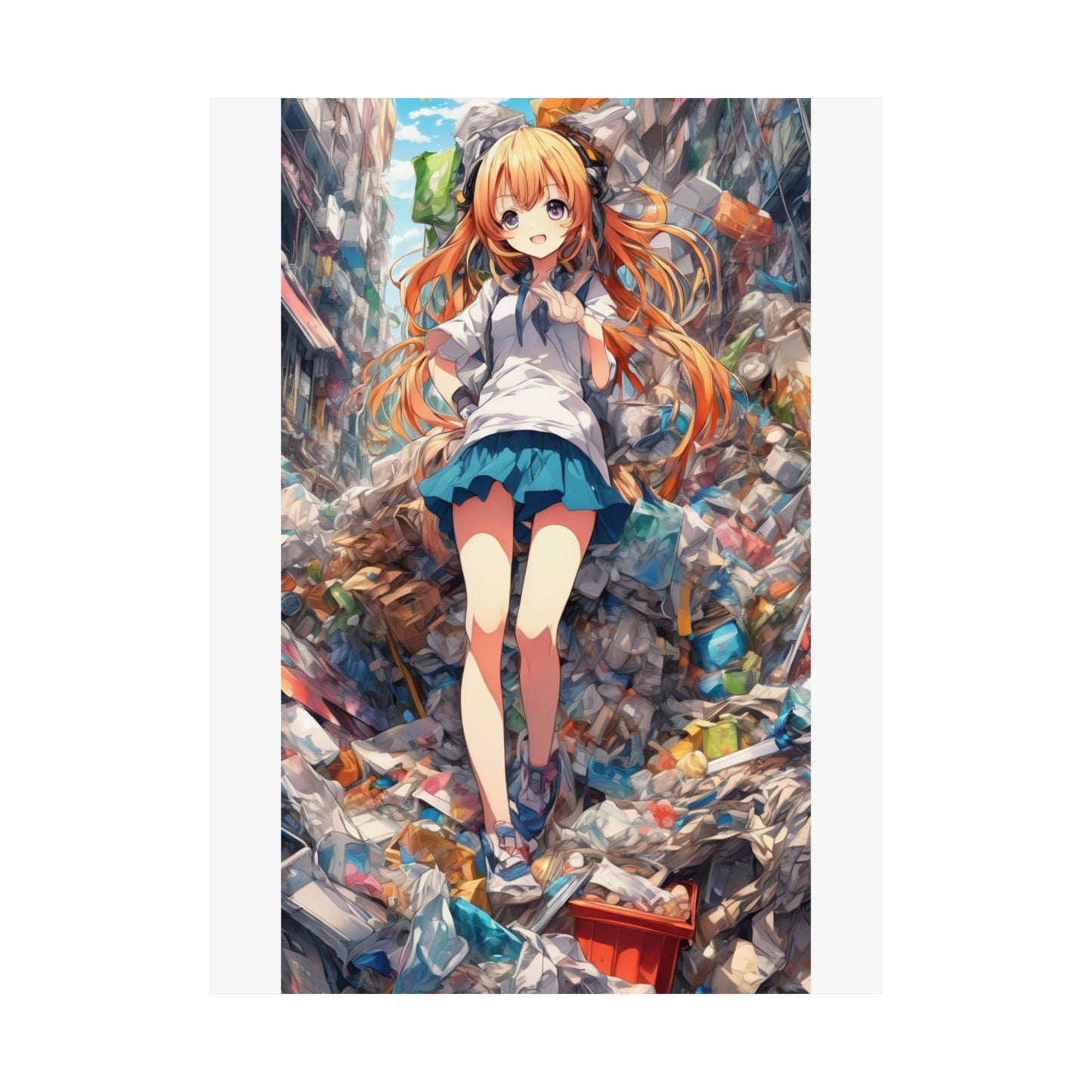 Recycling Rescue Anime Heroine Eco Street Art Poster