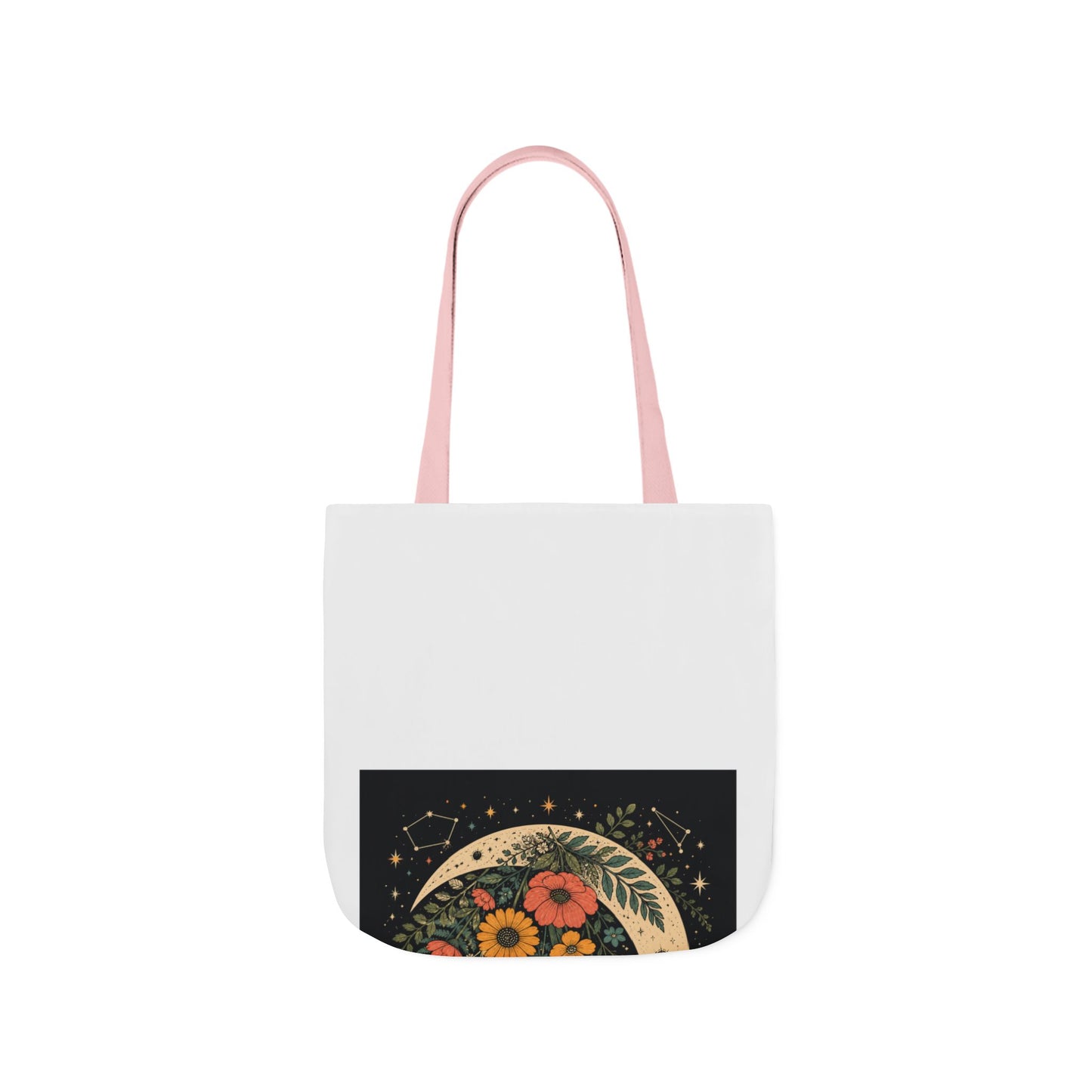 Celestial Wildflower Crescent Moon Botanical Tote Bag