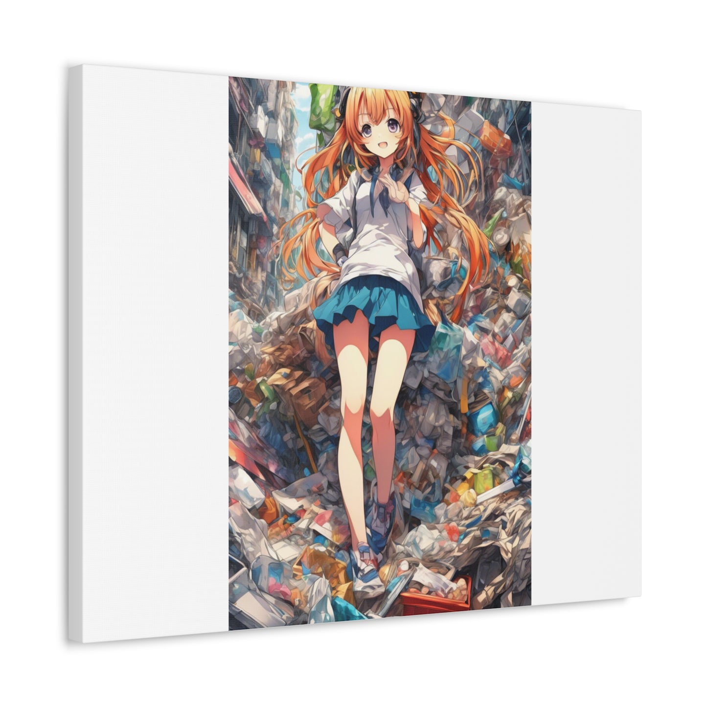 Recycling Rescue Anime Heroine Eco Street Art Canvas