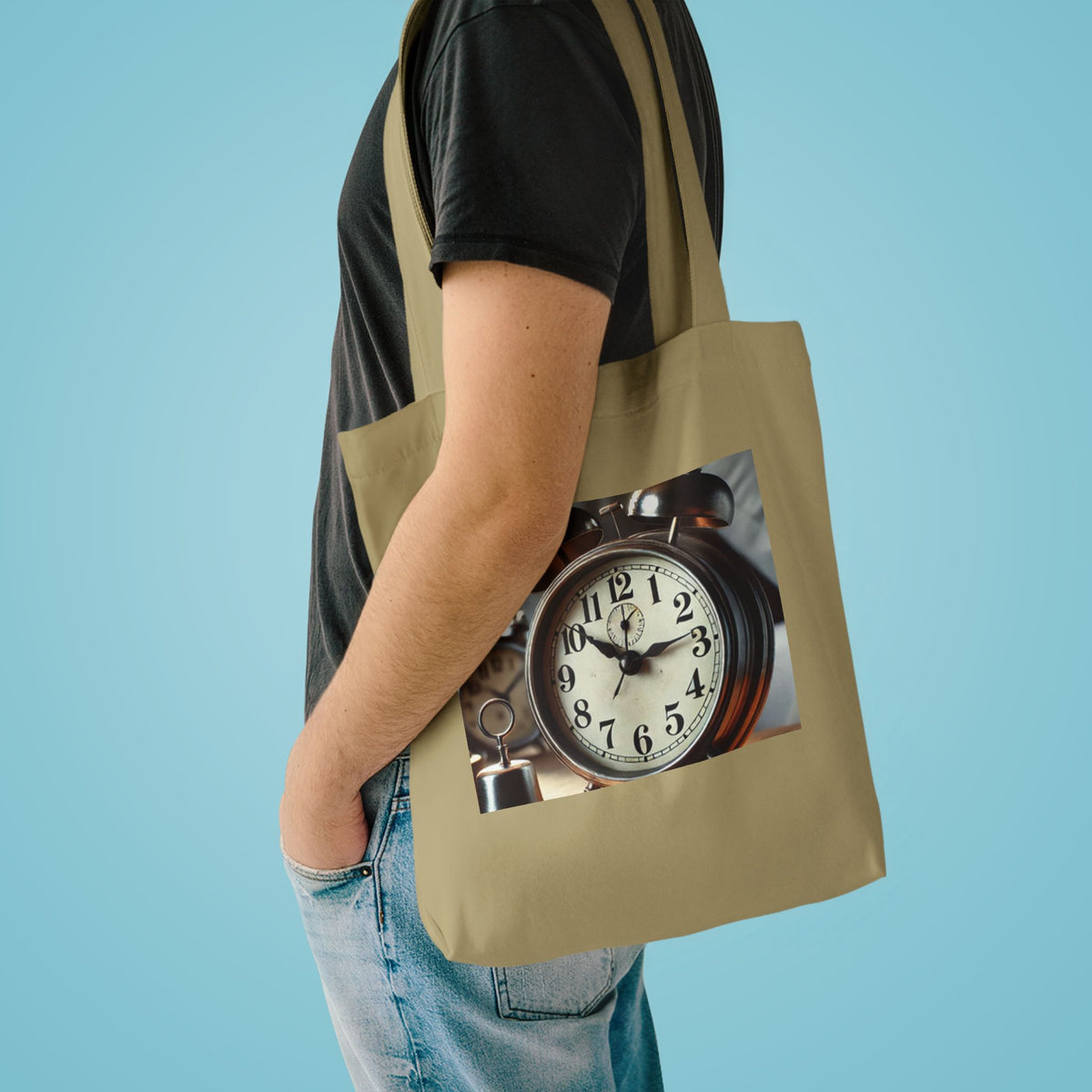 Vintage Alarm Clock Morning Routine Timekeeper Tote Bag