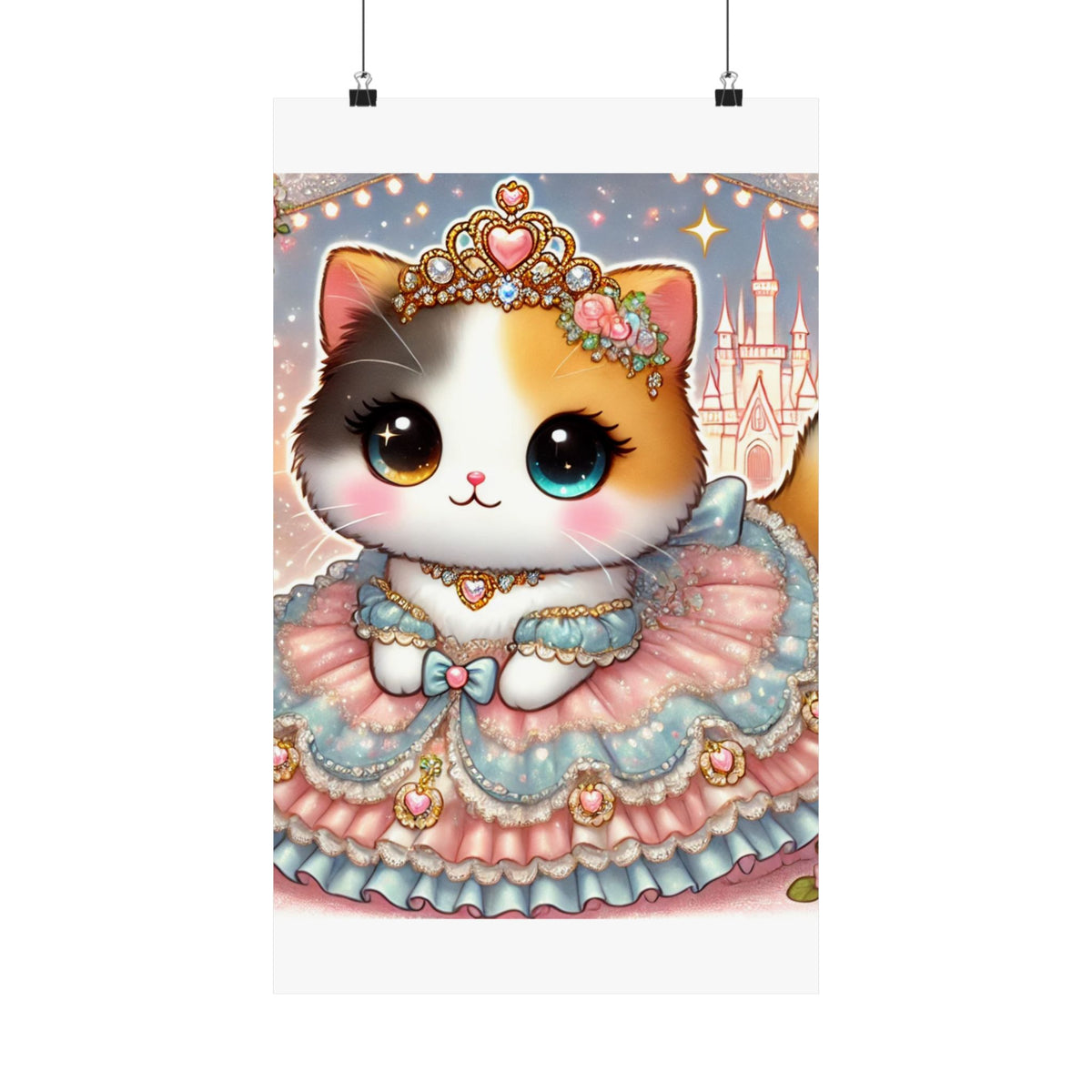 Pastel Princess Calico Cat Fantasy Wall Art Poster