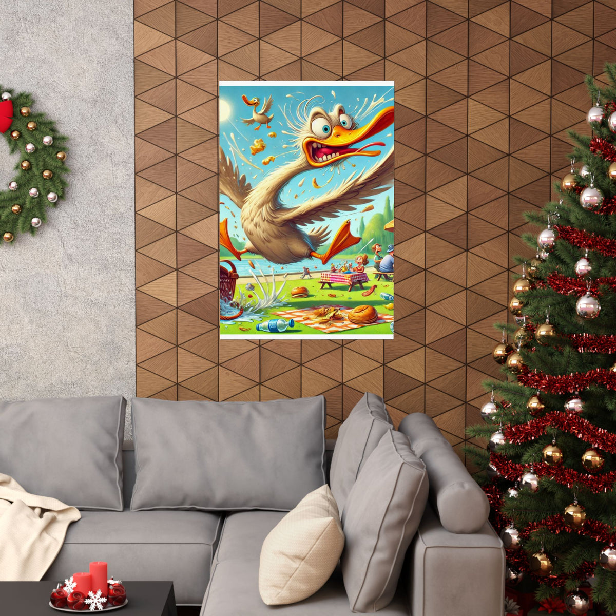 Chaotic Picnic Duck Funny Summer Wall Art Poster