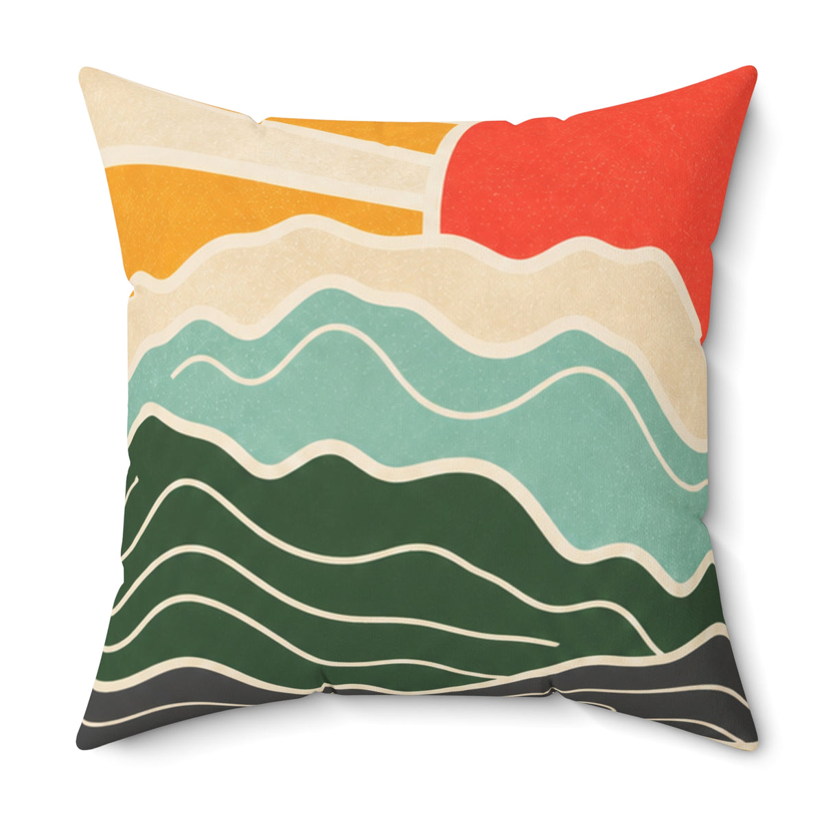 Topographic Sunrise Mid Century Decorative Pillow