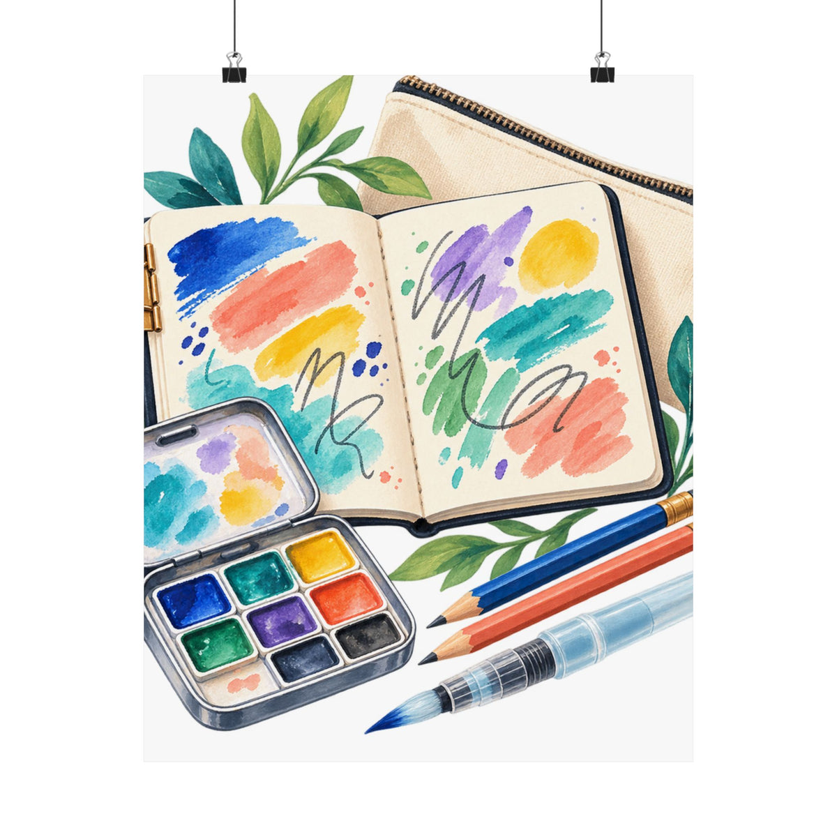 Colorful Urban Sketching Travel Kit Poster