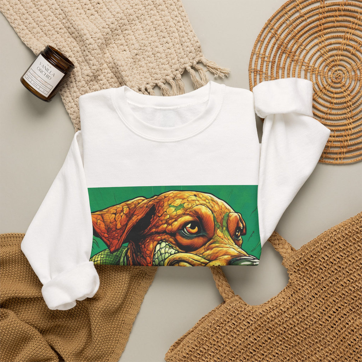 Serpent Guardian Dog Bold Fantasy Art Sweatshirt