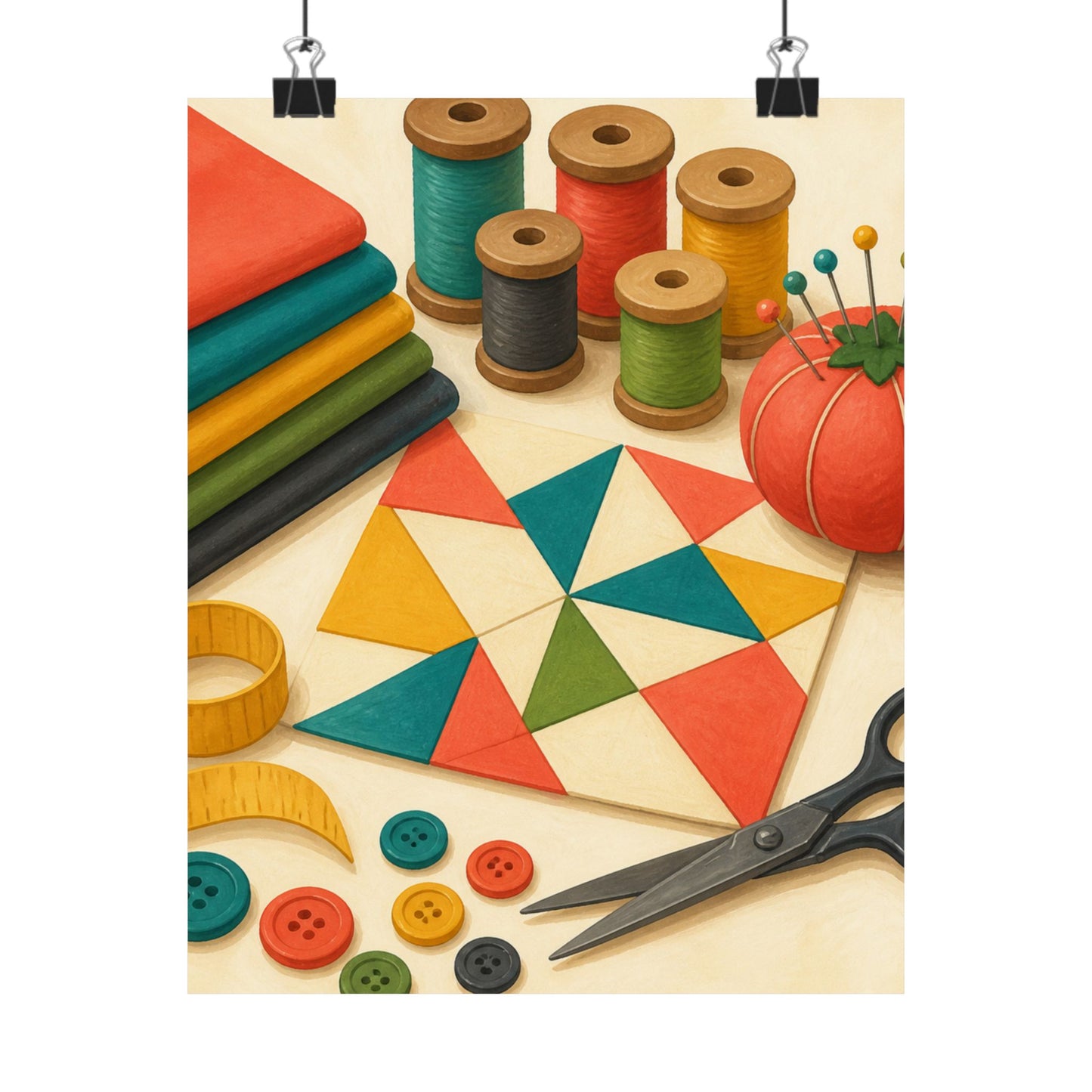 Colorful Sewing and Quilting Hobby Poster