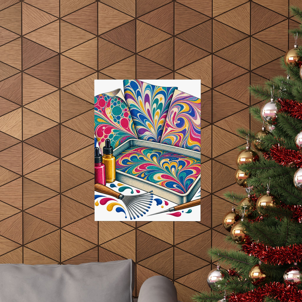 Colorful Paper Marbling Workshop Poster