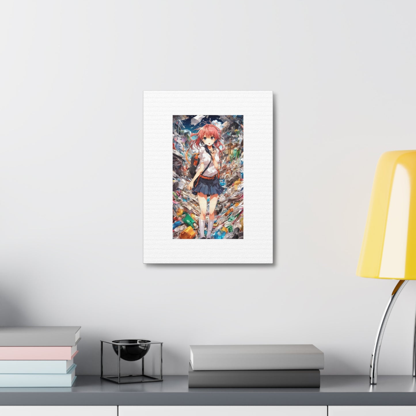 Recycling Day Anime Schoolgirl Eco Street Art Canvas