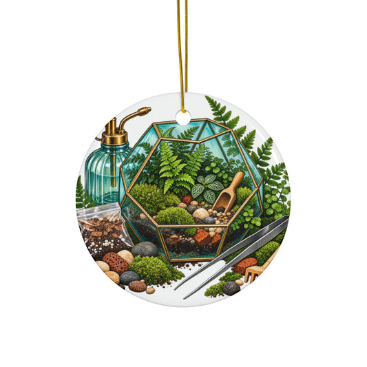 Fern Terrarium Building Workshop Round Ornament