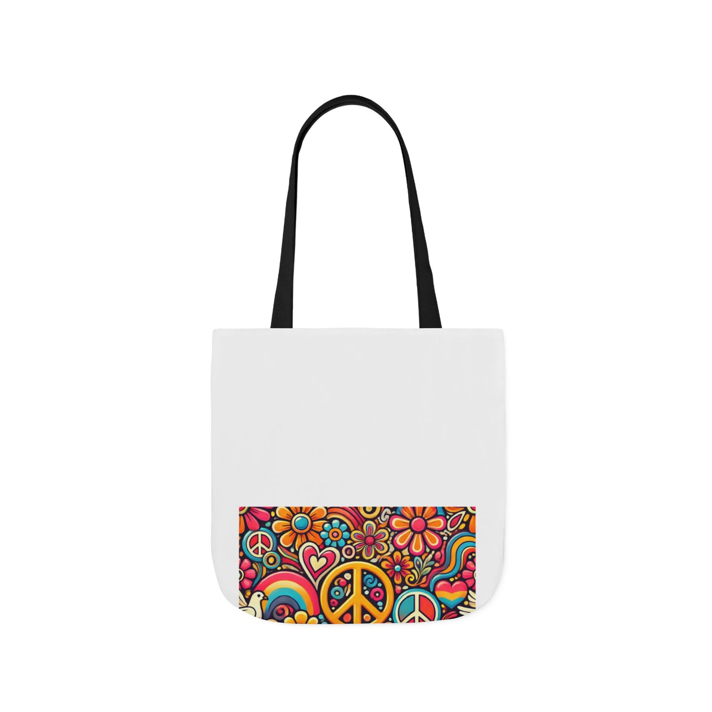 Colorful Peace Floral Pattern Canvas Tote Bag