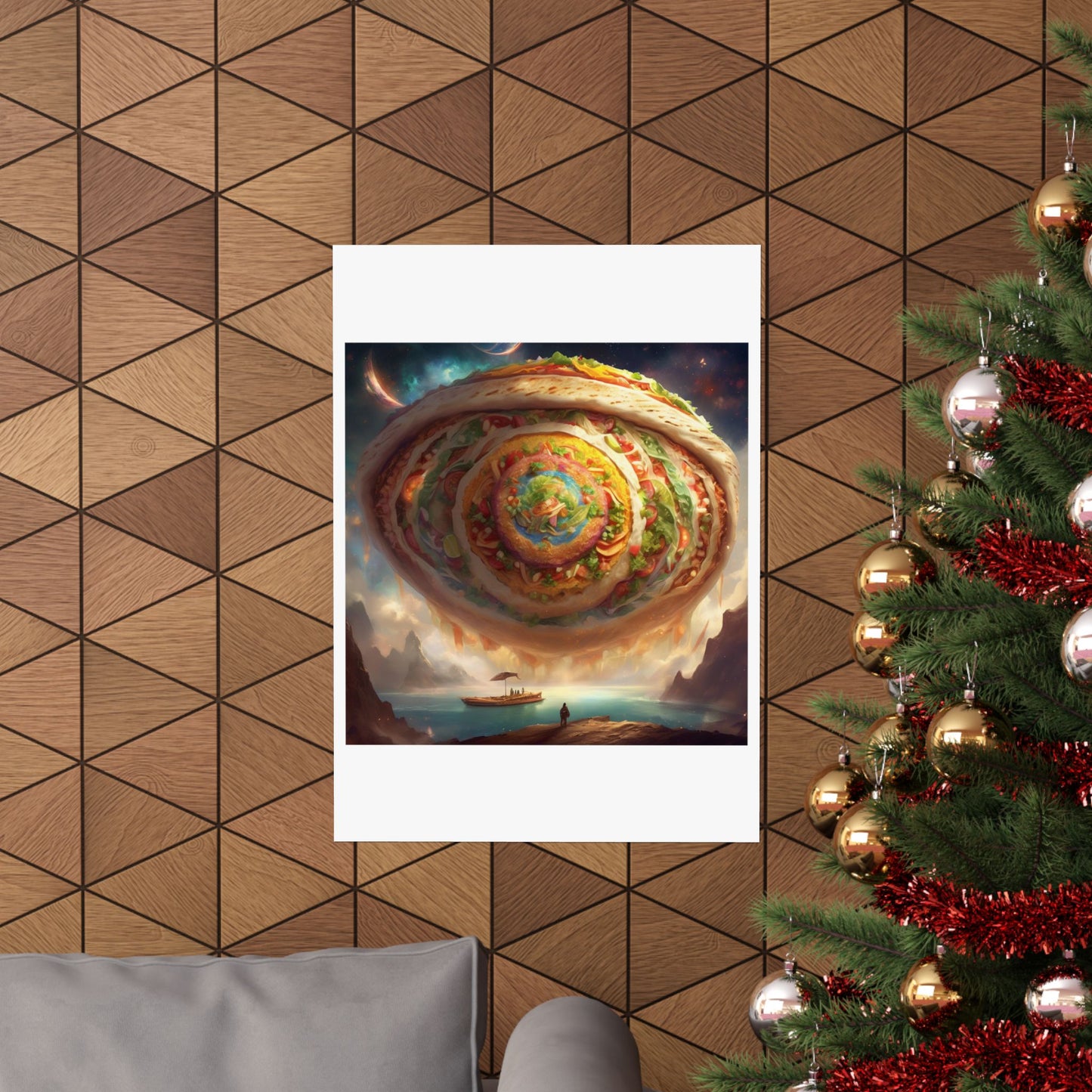 Cosmic Taco Portal Surreal Food Fantasy Art Poster