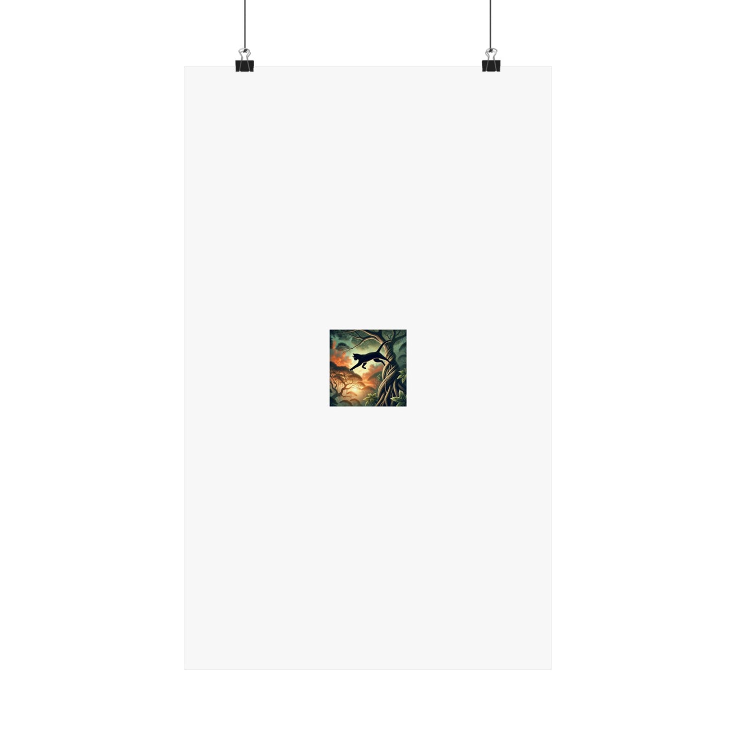 Enchanted Black Cat Forest Poster Fantasy Cat Wall Art Gift