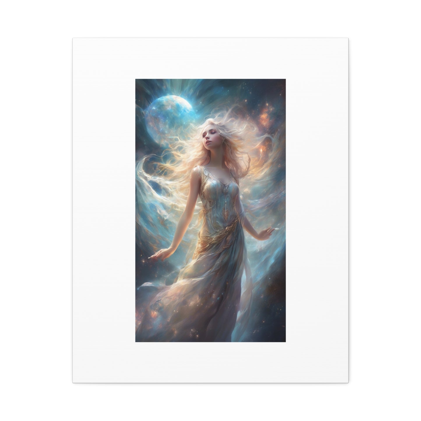 Moonlit Celestial Maiden Fantasy Portrait Canvas