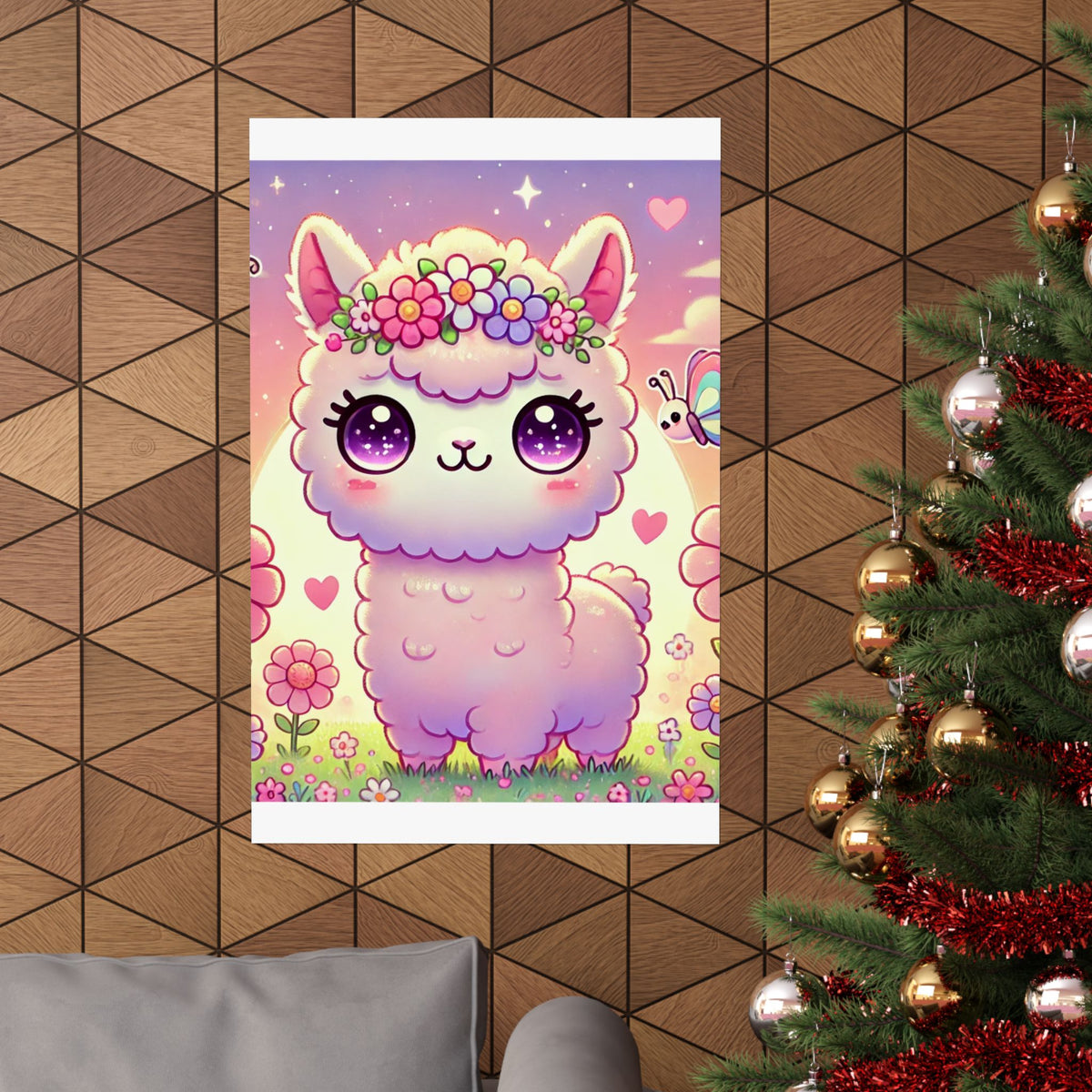 Pastel Floral Alpaca Garden Kawaii Wall Art Poster
