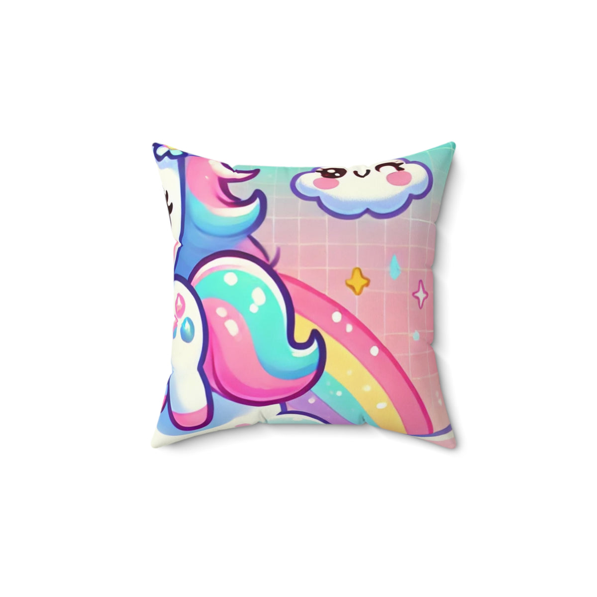 Pastel Rainbow Unicorn Cloud Kawaii Decorative Pillow