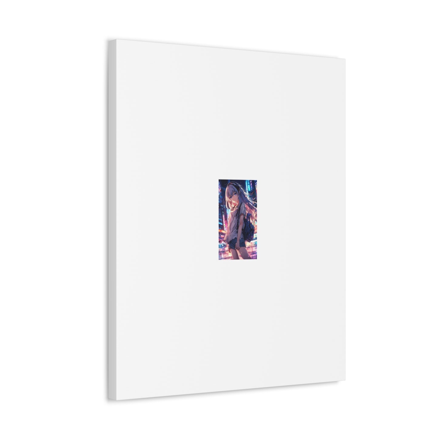 Anime City Night Heroine Portrait Neon Canvas Wall Art