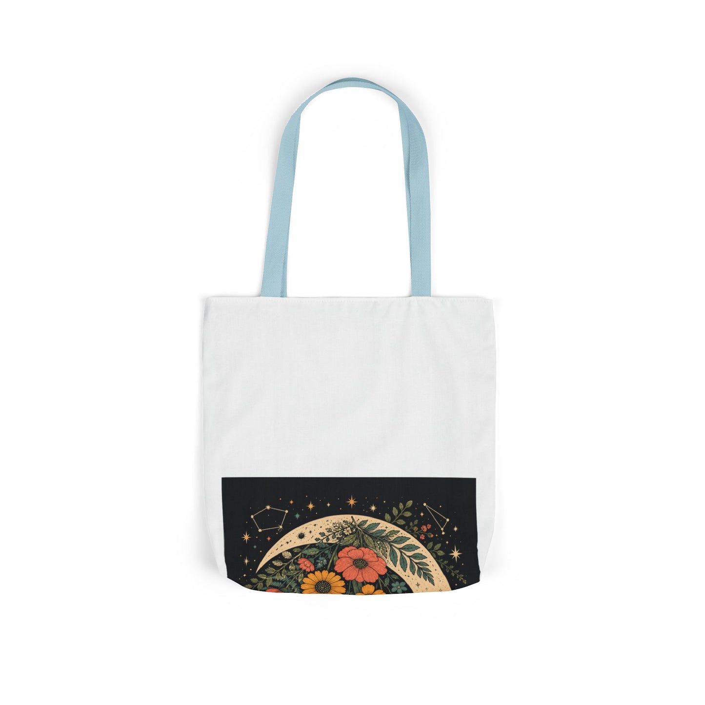 Celestial Wildflower Crescent Moon Botanical Tote Bag