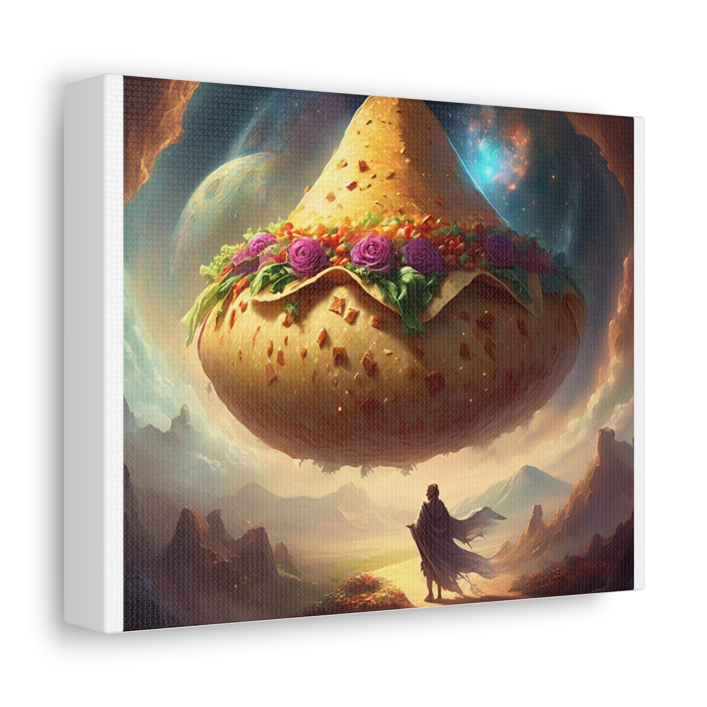 Cosmic Taco Planetoid Surreal Food Fantasy Art Canvas