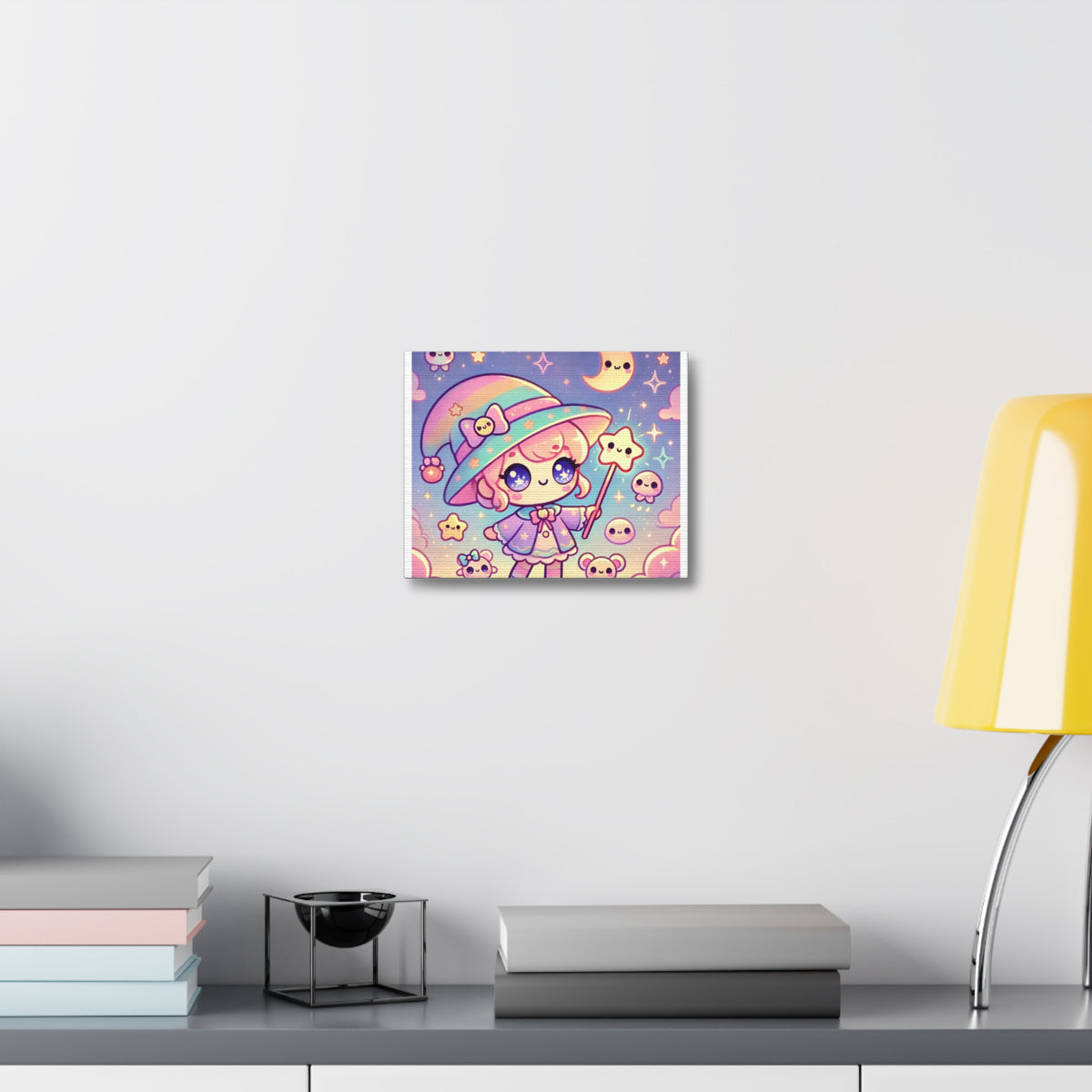 Kawaii Moon Wand Pastel Fantasy Canvas Wall Art