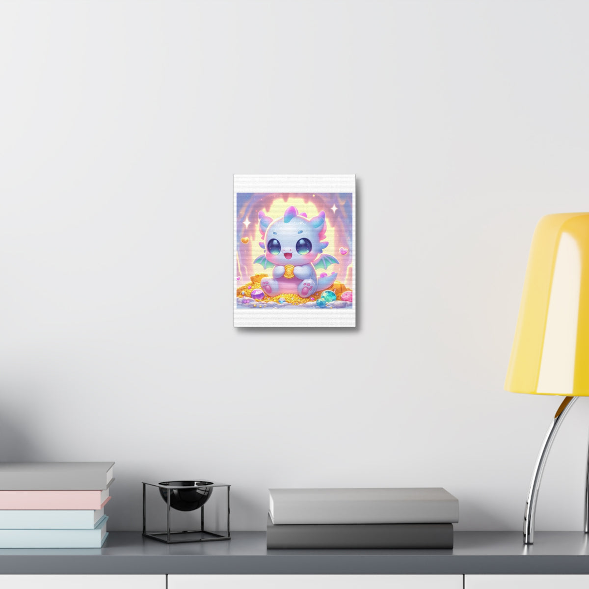 Pastel Treasure Dragon Kawaii Fantasy Canvas Wall Art