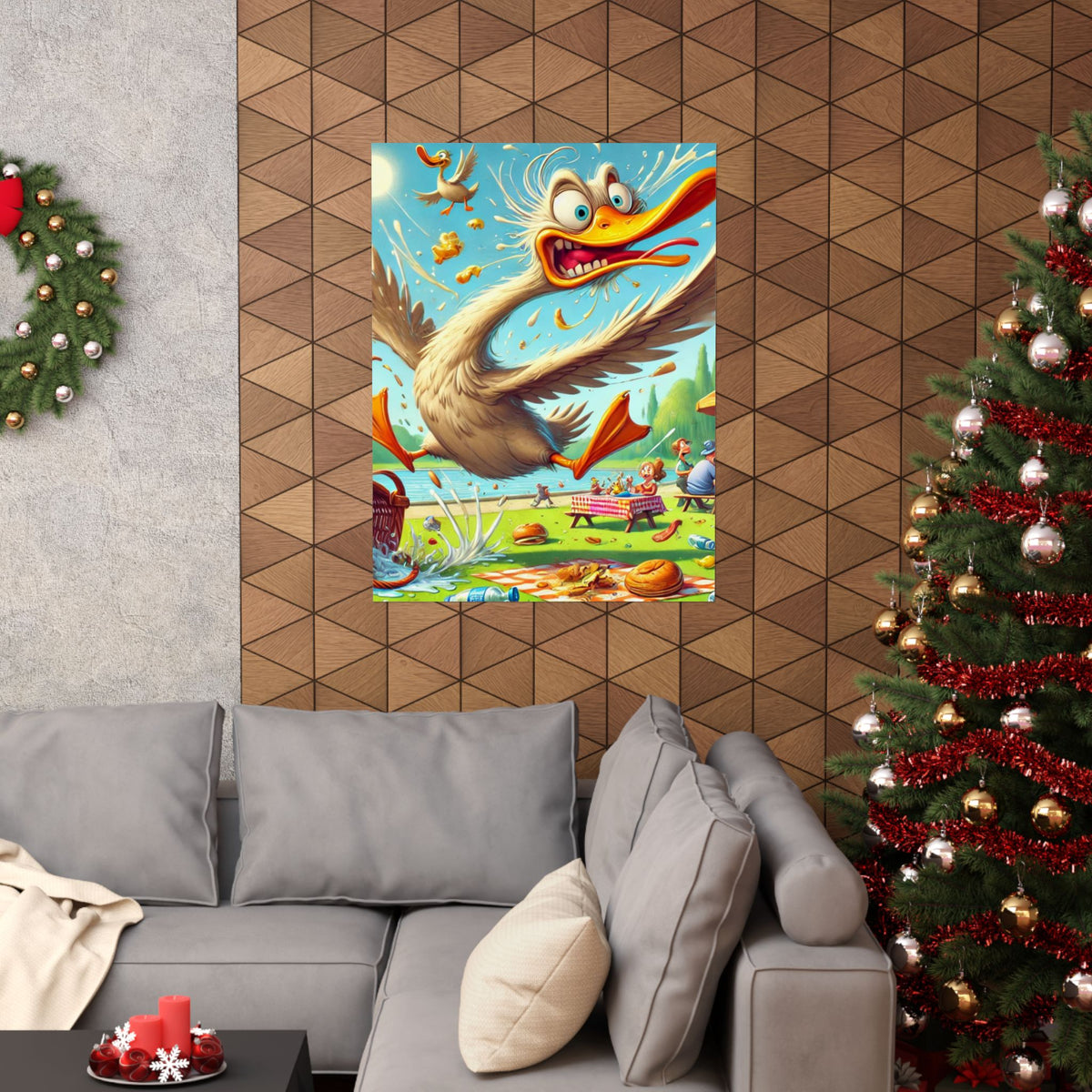 Chaotic Picnic Duck Funny Summer Wall Art Poster