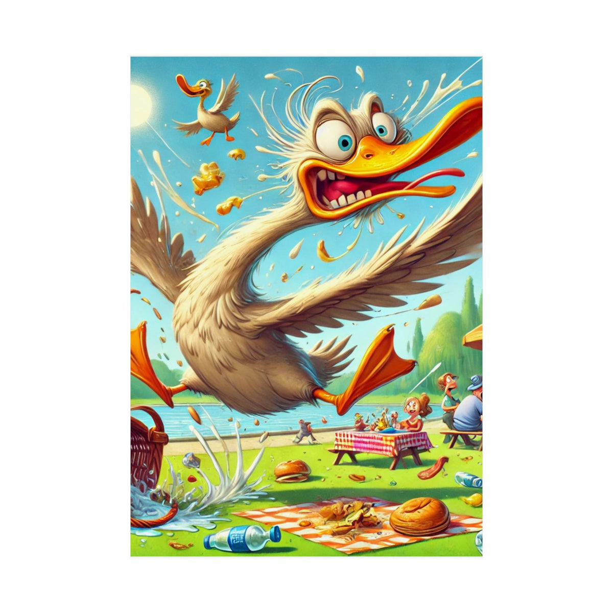 Chaotic Picnic Duck Funny Summer Wall Art Poster
