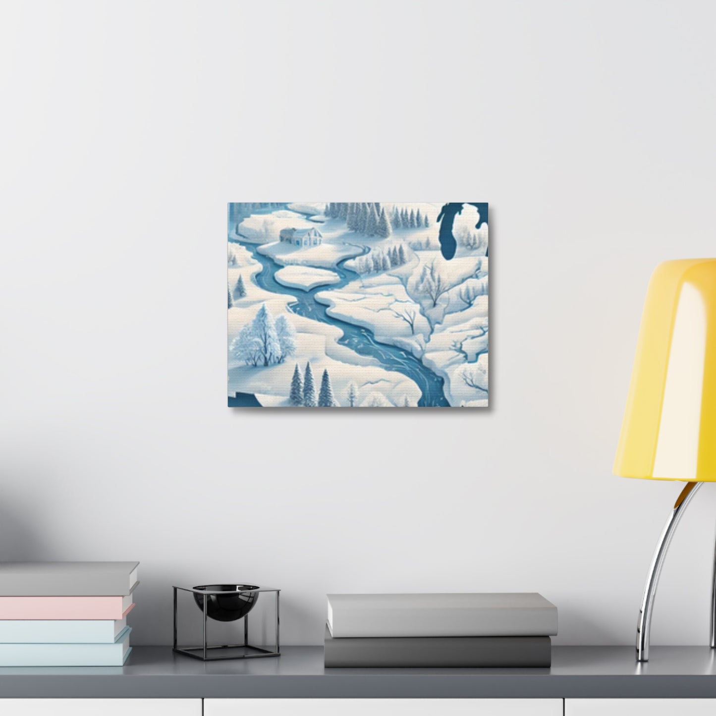 Winter USA Dreamscape Snowy Map Canvas Wall Art Travel Gift