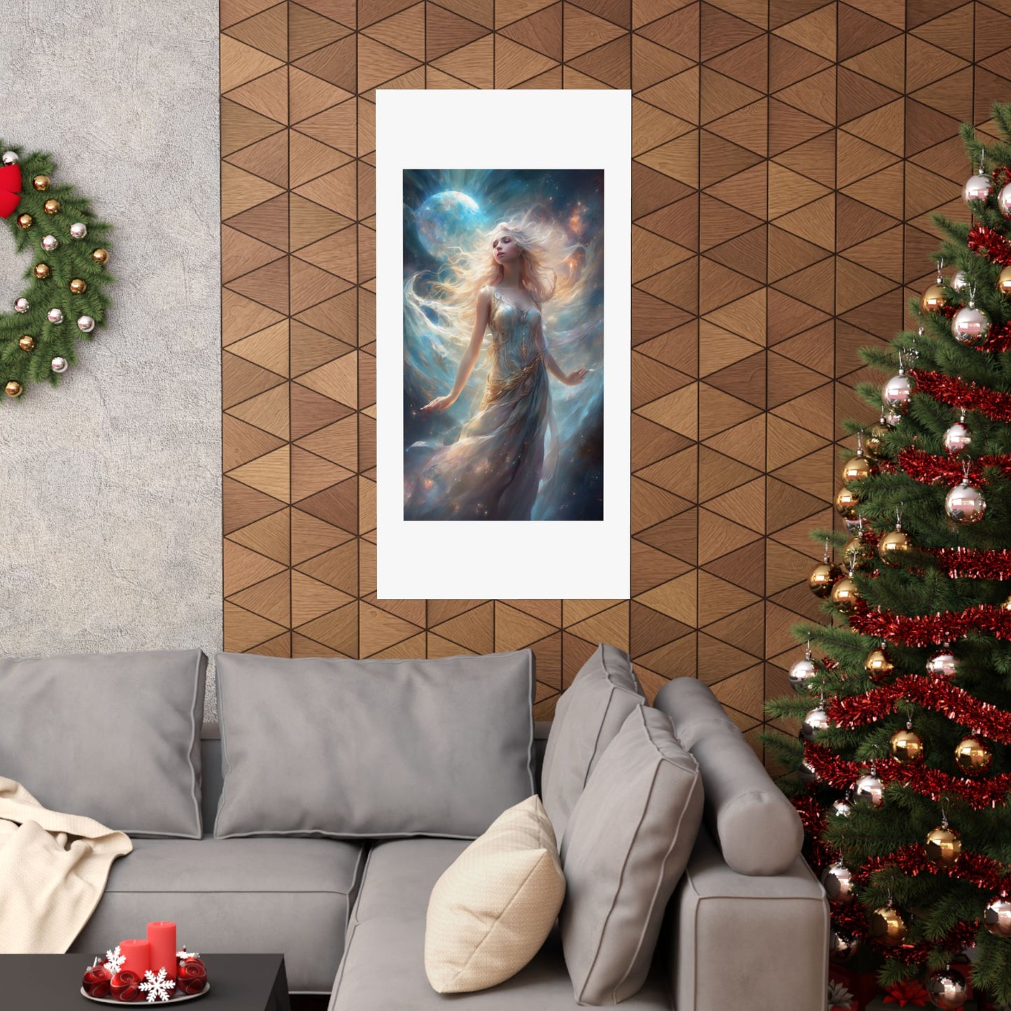 Moonlit Celestial Maiden Fantasy Portrait Poster