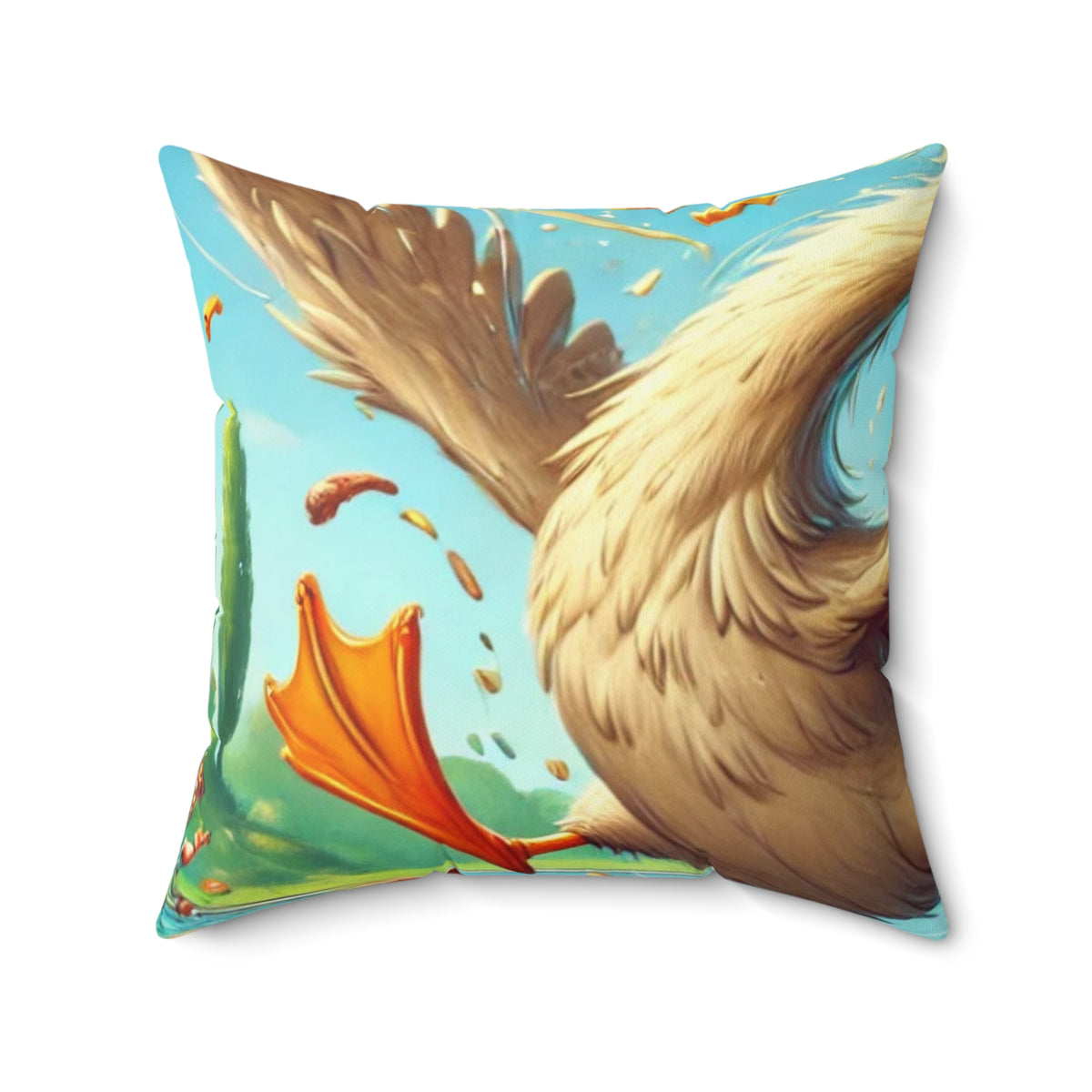 Chaotic Picnic Duck Funny Summer Decorative Pillow