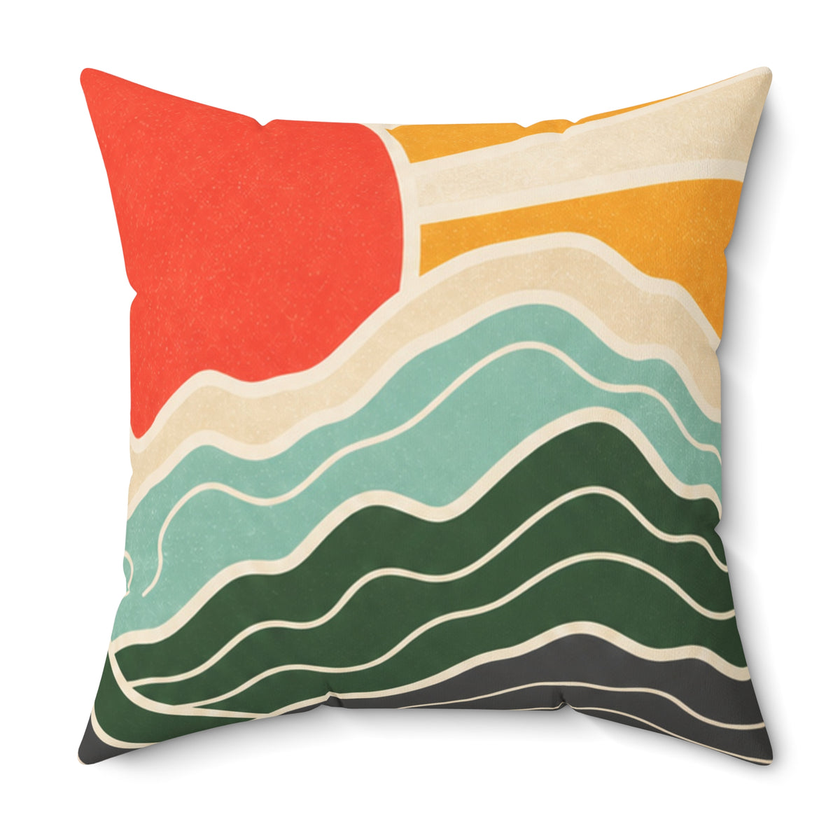 Topographic Sunrise Mid Century Decorative Pillow