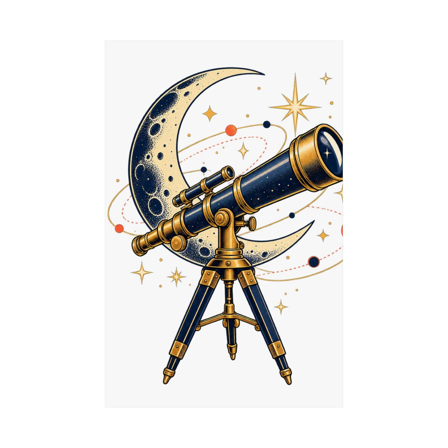 Vintage Telescope Celestial Astronomy Poster