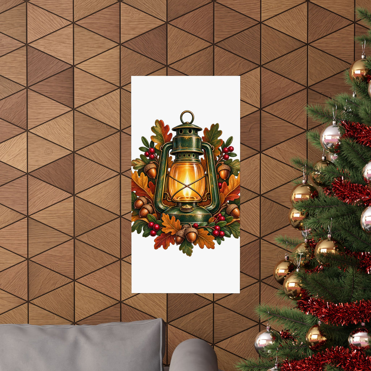 Autumn Oak Lantern and Acorns Poster