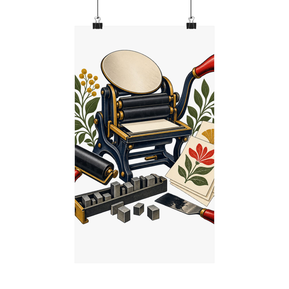 Botanical Letterpress Printshop Poster